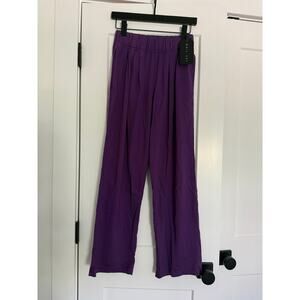 $190 New Les Tien Purple Pleat Wide Leg Pants - XS